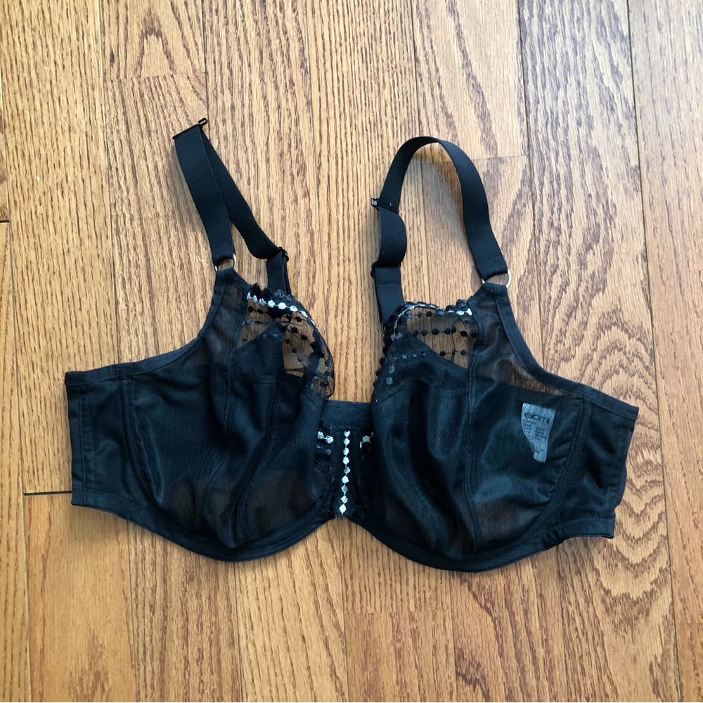 Elomi Matilda Full Figure Underwire Mesh No Padding Black Bra Women’s Size 42F